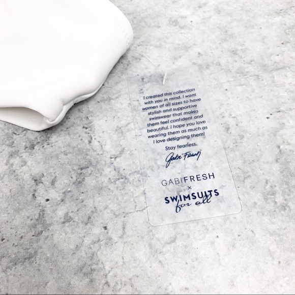 Gabifresh x Swimsuits For All Ribbed Monokini White Red 10D/DD NWT - Picture 10 of 14